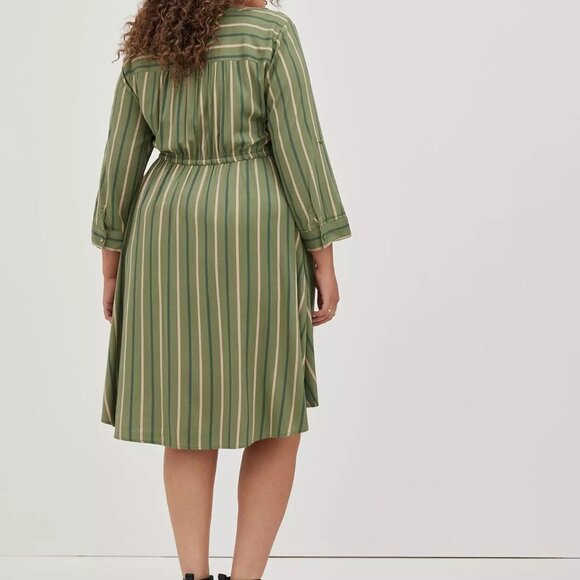 *BOGO FREE* Torrid Women's Size 4 | Green Mini Challis High-Low Shirt Dress - Picture 4 of 14